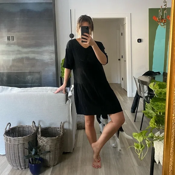 Eileen Fisher | Dresses | Eileen Fisher S Black Flowy Dress For Work Or  Play Classy Fun Style | Poshmark